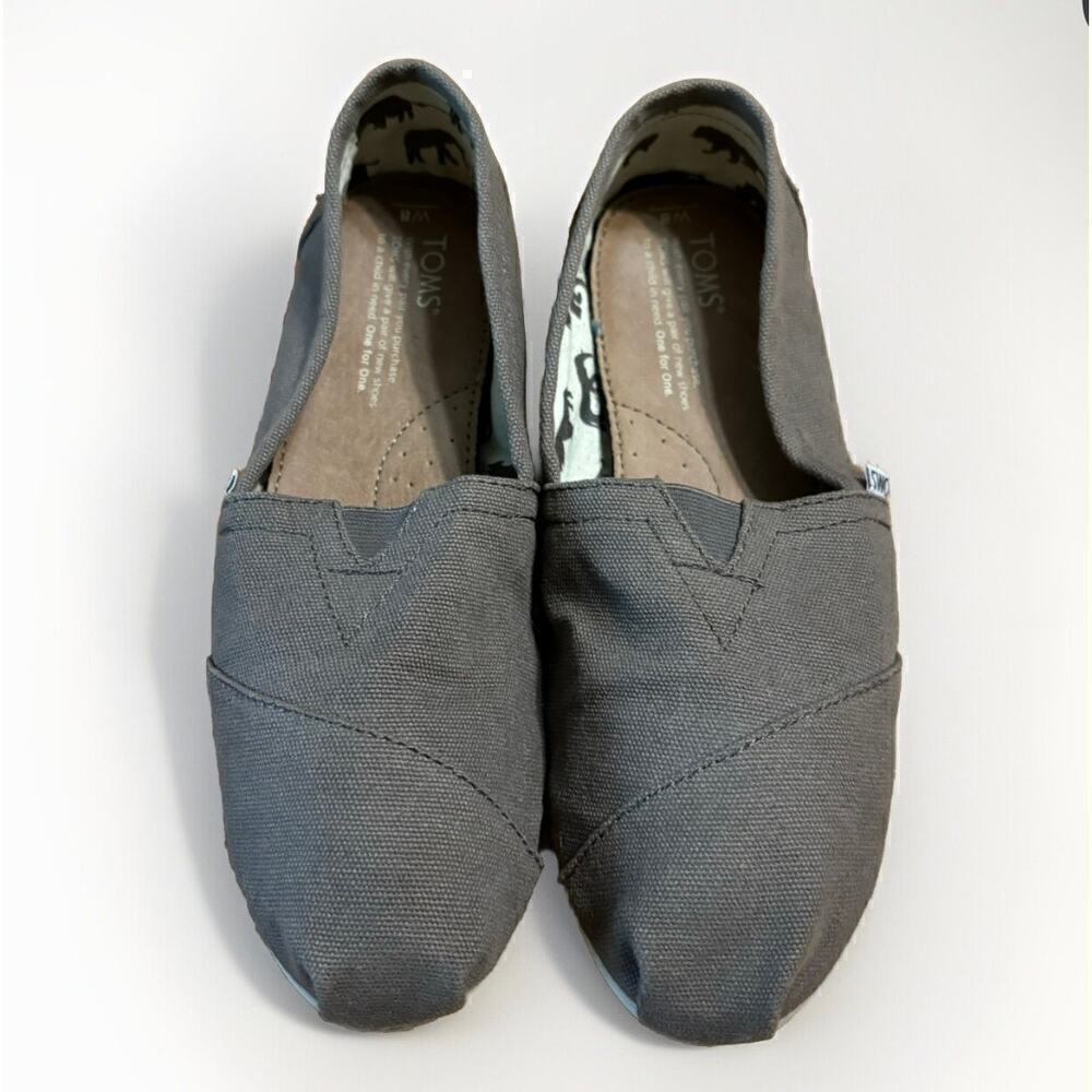 TOMS Womens Gray Alpargatas Slip On Shoes Casual Chic Vacation Everyday Size 8